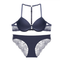 Y-shaped front buckle gathered beauty back bra set sexy secret lace underwear panties