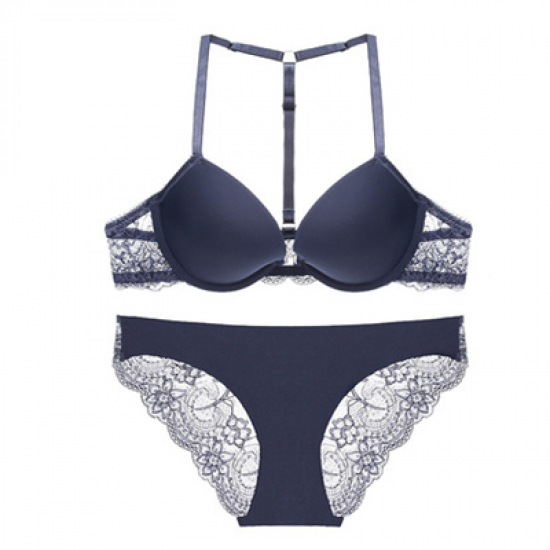 Y-shaped front buckle gathered beauty back bra set sexy secret lace underwear panties Y-shaped front buckle gathered beauty back bra set sexy secret lace underwear panties