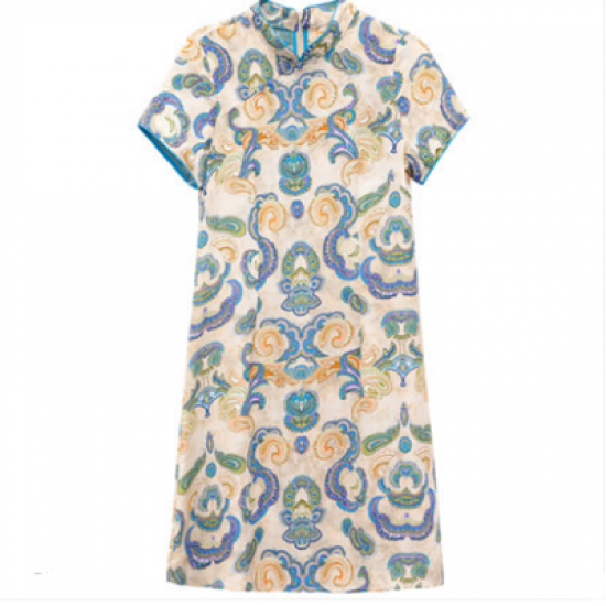 slim retro print dress slim retro print dress